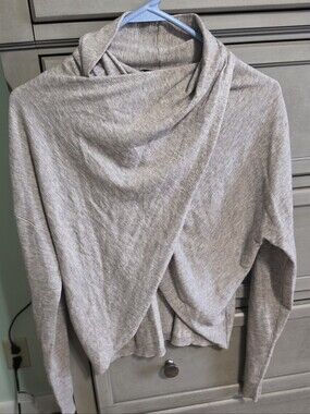 Zara Light Gray Crossover Draped Sweater